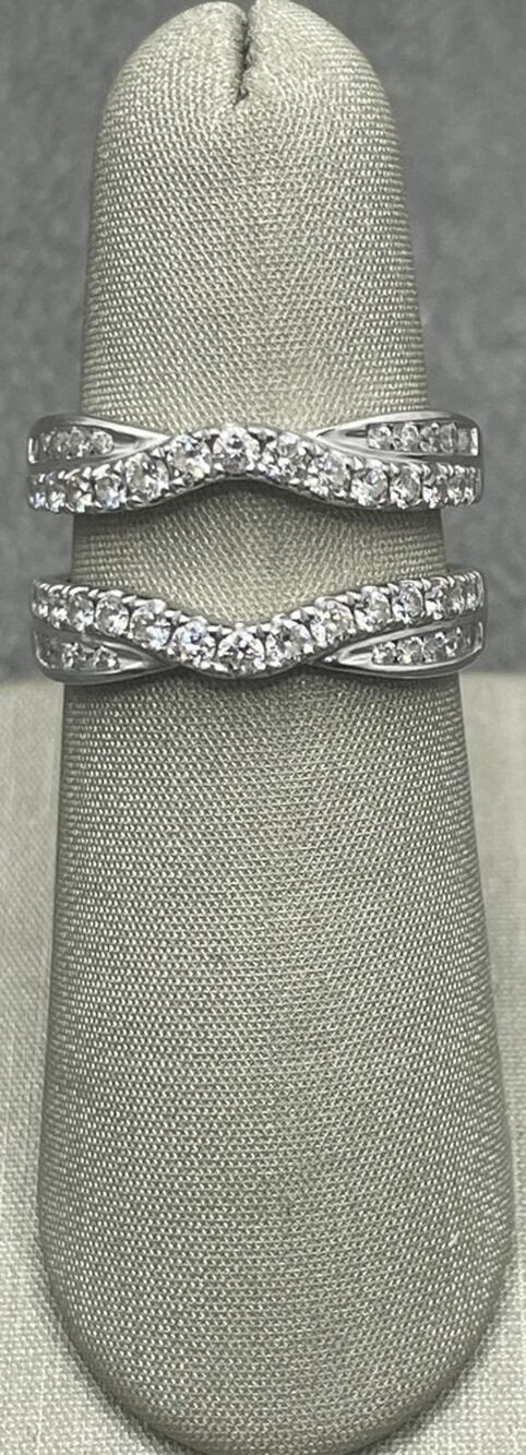 14K White Gold Curve Style Lab Diamond Ring Guard/Jacket (27011)
